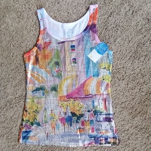 Ellen Negley sequined tank NWT size small